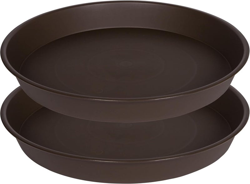 Angde 2 Pack of 18 19 inch Tray, Large Plant Saucer, Bird Baths Tray, Deep Durable Bird Bath Bowls only, Birdbaths for The Garden, Flower Pot Saucers Round (Chocolate Brown) - Image 1